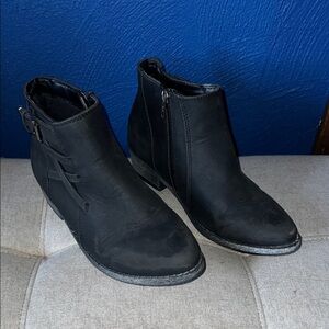 Kohl's Black Ankle Booties with Buckle Detail